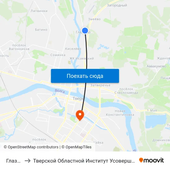 Глазково to Тверской Областной Институт Усовершенствования Учите map