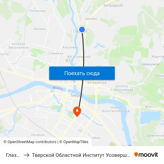 Глазково to Тверской Областной Институт Усовершенствования Учите map