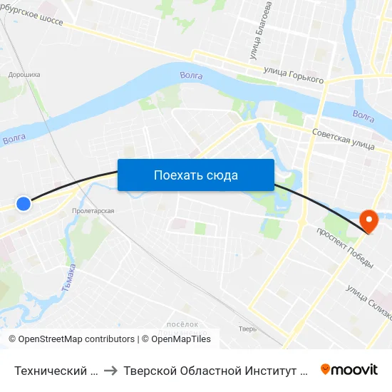 Технический Университет to Тверской Областной Институт Усовершенствования Учите map