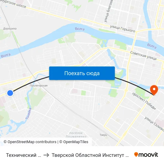 Технический Университет to Тверской Областной Институт Усовершенствования Учите map