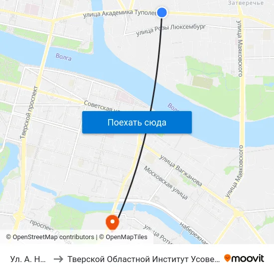 Ул. А. Невского to Тверской Областной Институт Усовершенствования Учите map