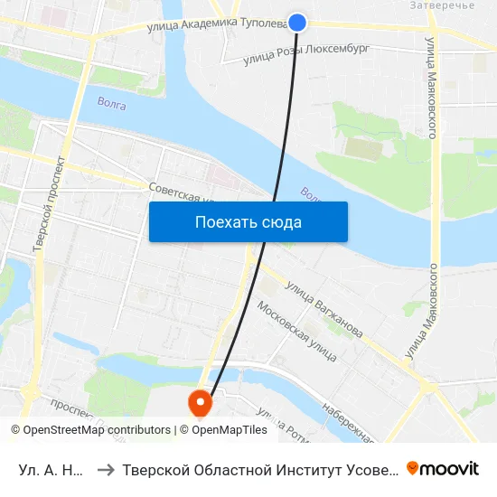 Ул. А. Невского to Тверской Областной Институт Усовершенствования Учите map