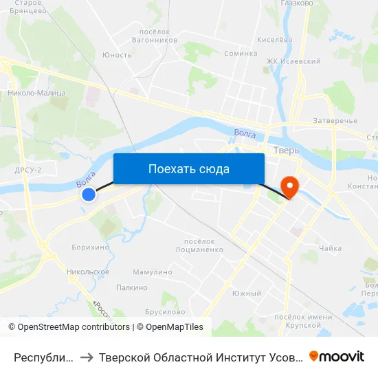 Республиканская to Тверской Областной Институт Усовершенствования Учите map