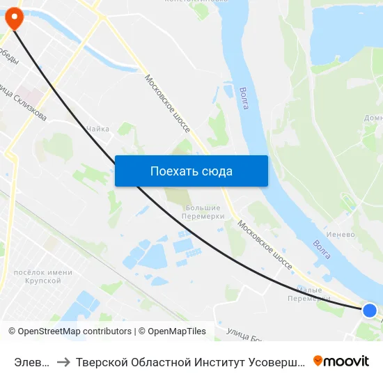 Элеватор to Тверской Областной Институт Усовершенствования Учите map