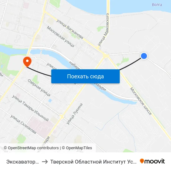 Экскаваторный Завод to Тверской Областной Институт Усовершенствования Учите map