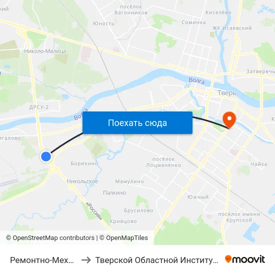 Ремонтно-Механический Завод to Тверской Областной Институт Усовершенствования Учите map