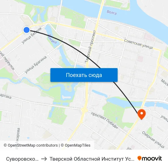 Суворовское Училище to Тверской Областной Институт Усовершенствования Учите map