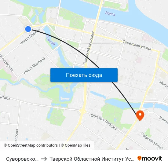 Суворовское Училище to Тверской Областной Институт Усовершенствования Учите map