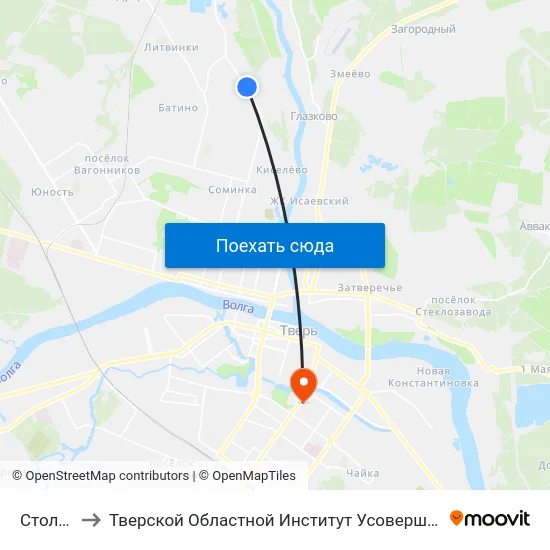 Столовая to Тверской Областной Институт Усовершенствования Учите map