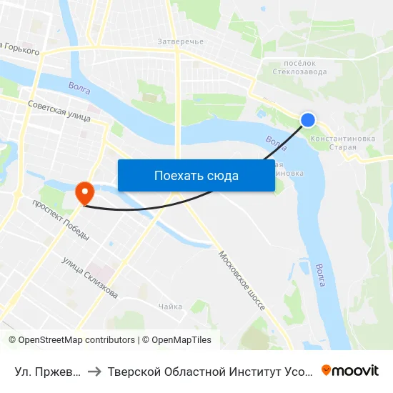 Ул. Пржевальского to Тверской Областной Институт Усовершенствования Учите map