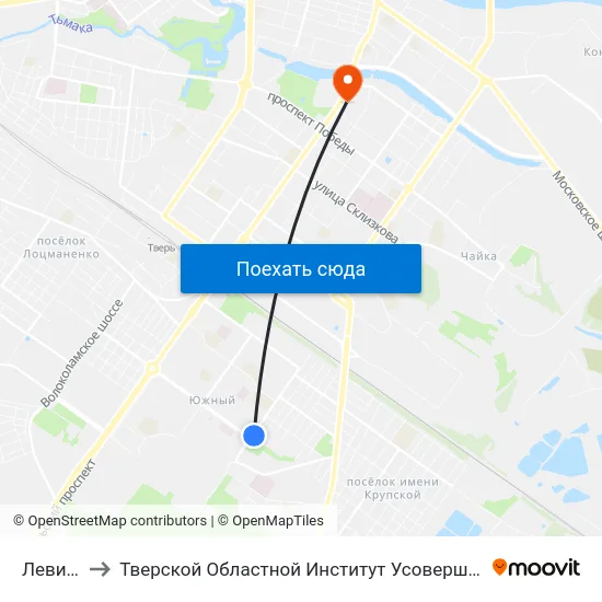 Левитана to Тверской Областной Институт Усовершенствования Учите map