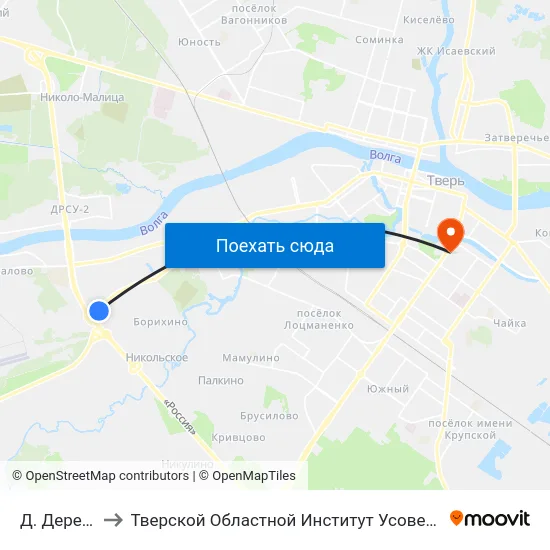 Д. Деревнище to Тверской Областной Институт Усовершенствования Учите map