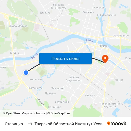 Старицкое Шоссе to Тверской Областной Институт Усовершенствования Учите map