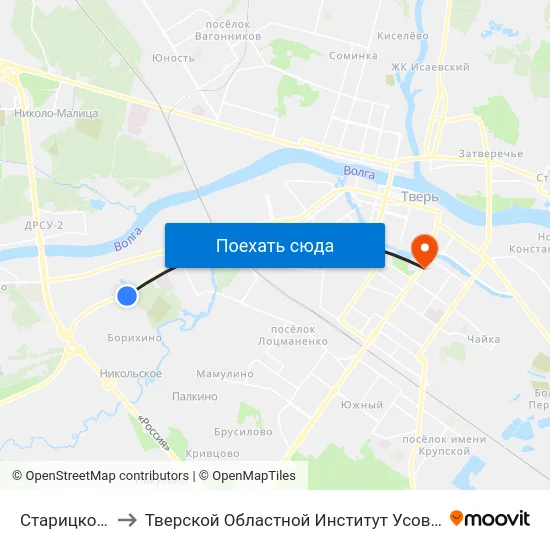 Старицкое Шоссе to Тверской Областной Институт Усовершенствования Учите map