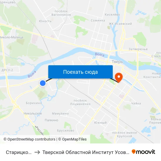 Старицкое Шоссе to Тверской Областной Институт Усовершенствования Учите map