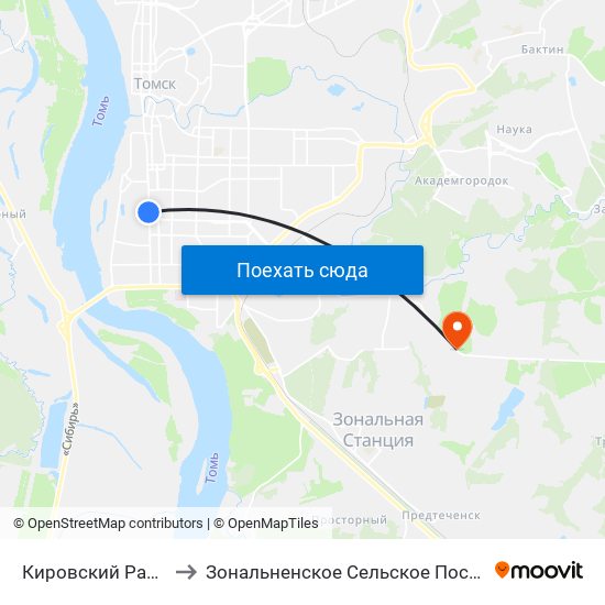 Кировский Район to Зональненское Сельское Поселен map