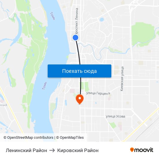 Ленинский Район to Кировский Район map