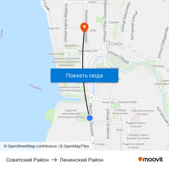 Советский Район to Ленинский Район map