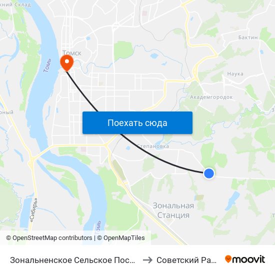 Зональненское Сельское Поселен to Советский Район map