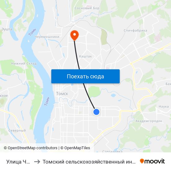 Улица Чкалова to Томский сельскохозяйственный институт, филиал НГАУ map