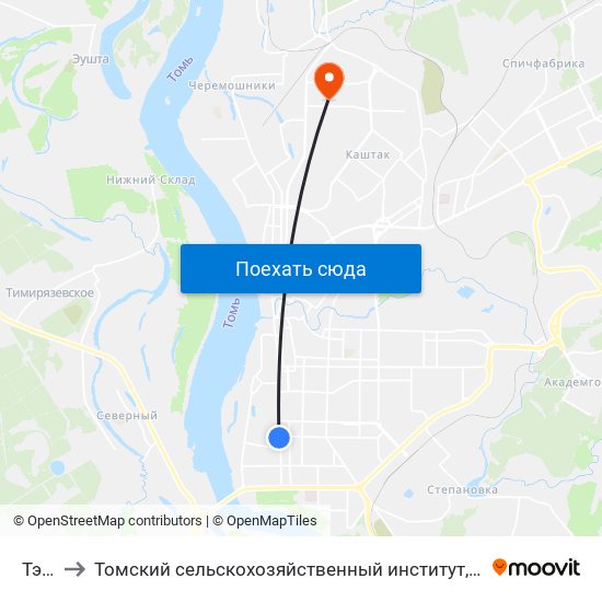 Тэмз to Томский сельскохозяйственный институт, филиал НГАУ map