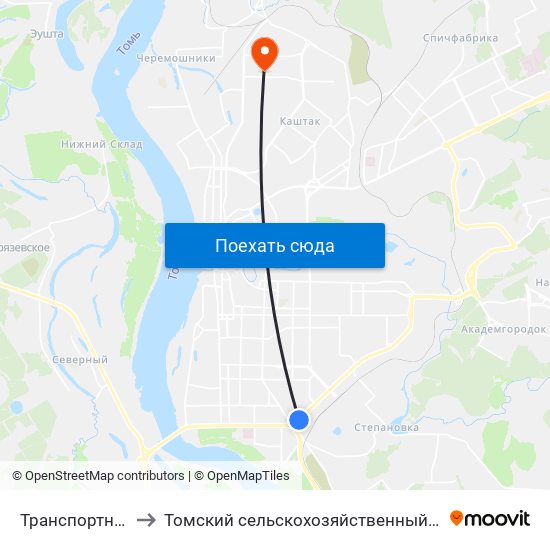 Транспортное Кольцо to Томский сельскохозяйственный институт, филиал НГАУ map