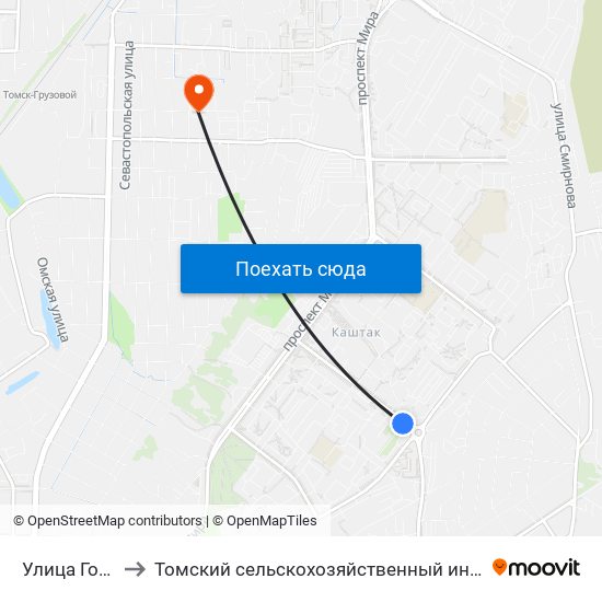 Улица Говорова to Томский сельскохозяйственный институт, филиал НГАУ map