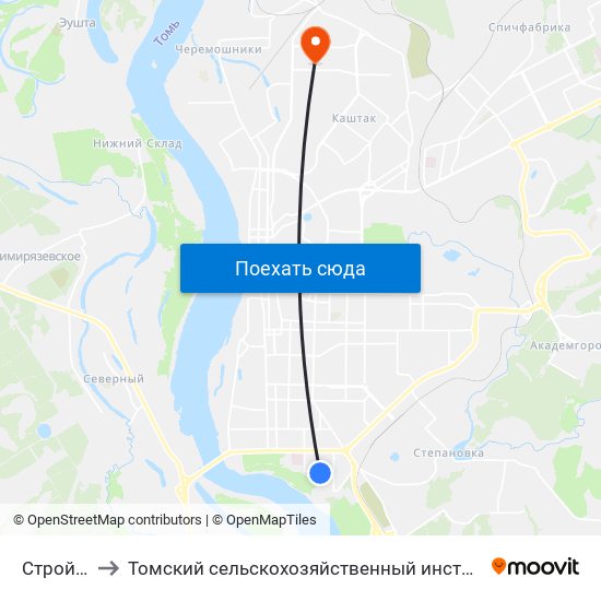 Стройпарк to Томский сельскохозяйственный институт, филиал НГАУ map