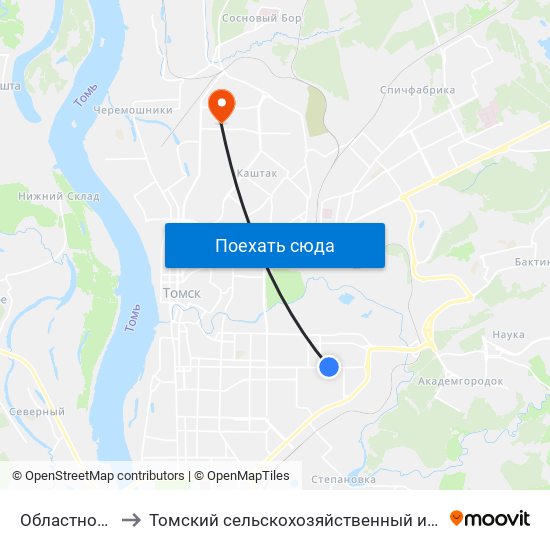 Областной Рынок to Томский сельскохозяйственный институт, филиал НГАУ map