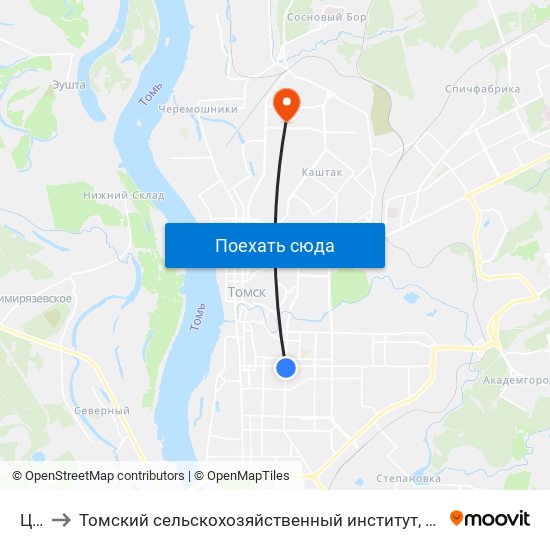 Цот to Томский сельскохозяйственный институт, филиал НГАУ map