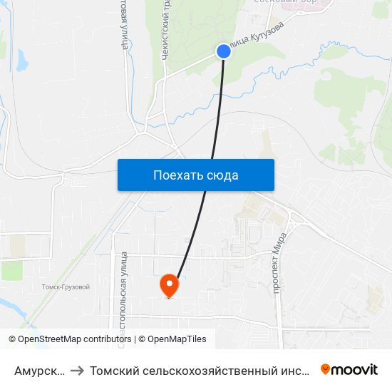 Амурская Ул to Томский сельскохозяйственный институт, филиал НГАУ map