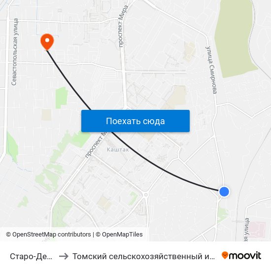 Старо-Деповская to Томский сельскохозяйственный институт, филиал НГАУ map