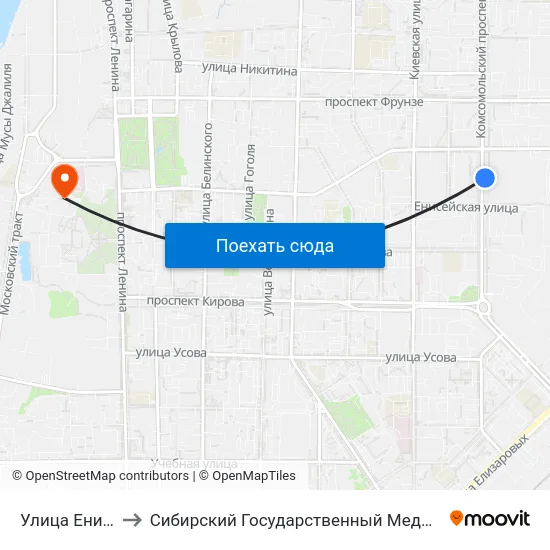 Улица Енисейская to Сибирский Государственный Медицинский Университет map
