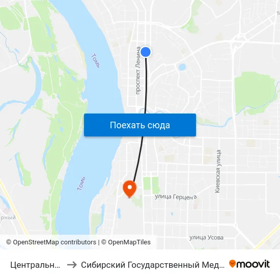 Центральный Рынок to Сибирский Государственный Медицинский Университет map