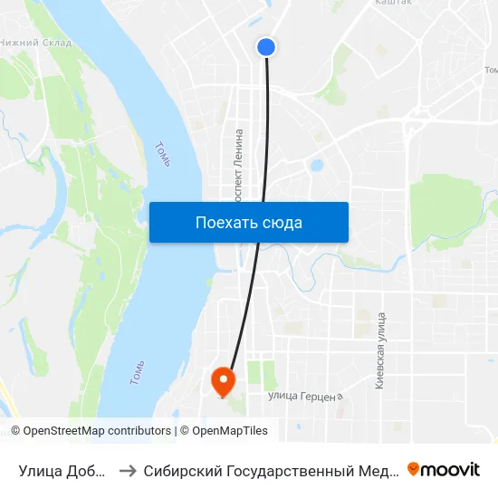 Улица Добролюбова to Сибирский Государственный Медицинский Университет map