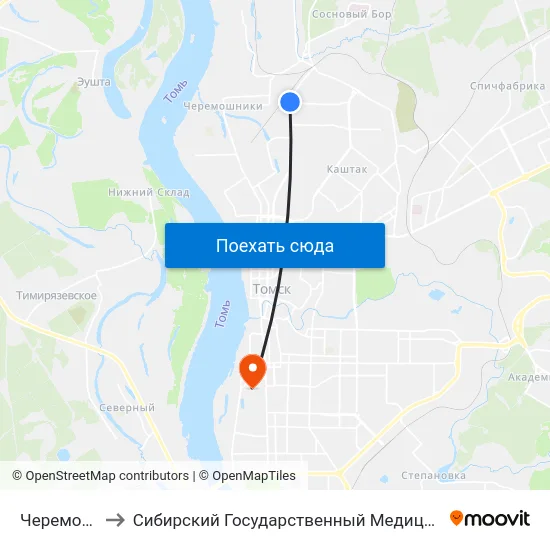 Черемошники to Сибирский Государственный Медицинский Университет map