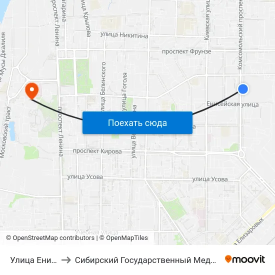 Улица Енисейская to Сибирский Государственный Медицинский Университет map
