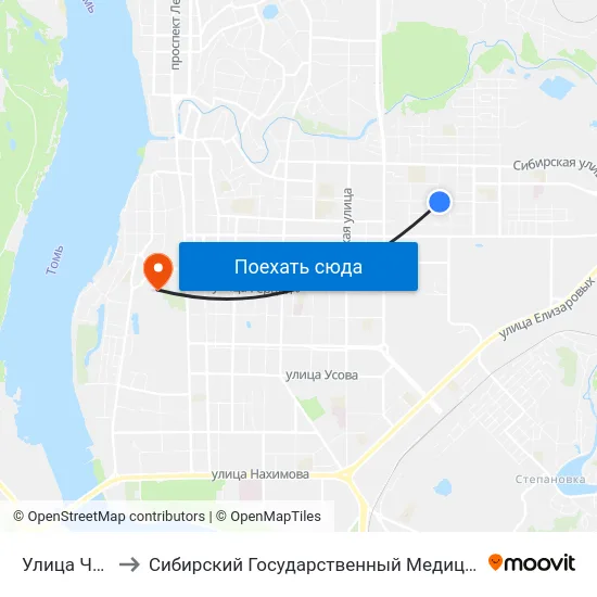 Улица Чкалова to Сибирский Государственный Медицинский Университет map