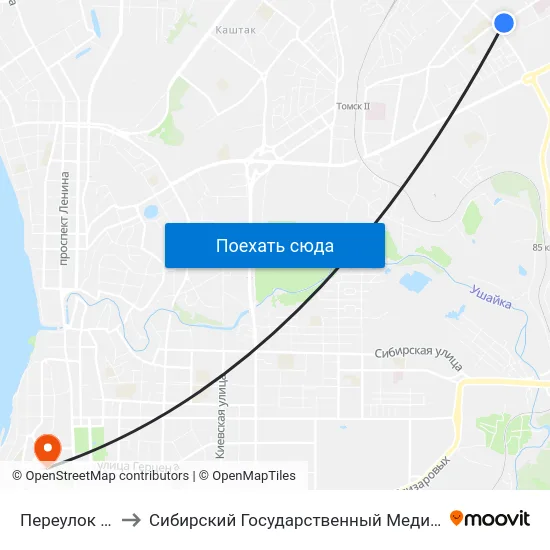 Переулок Русский to Сибирский Государственный Медицинский Университет map