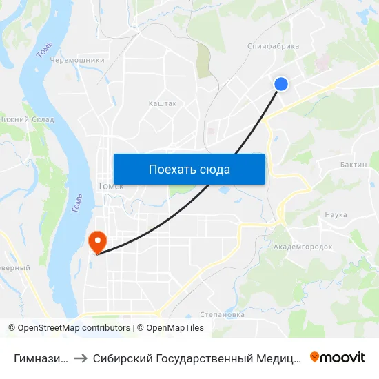 Гимназия №13 to Сибирский Государственный Медицинский Университет map