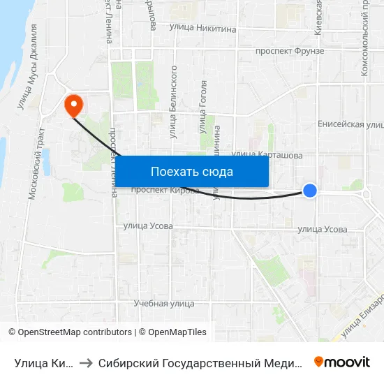 Улица Киевская to Сибирский Государственный Медицинский Университет map