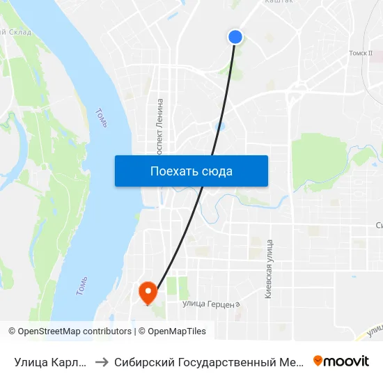 Улица Карла Ильмера to Сибирский Государственный Медицинский Университет map