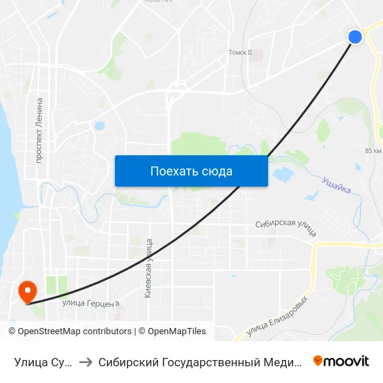 Улица Суворова to Сибирский Государственный Медицинский Университет map