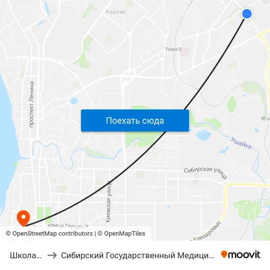 Школа № 43 to Сибирский Государственный Медицинский Университет map