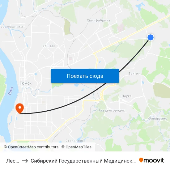 Лесная to Сибирский Государственный Медицинский Университет map
