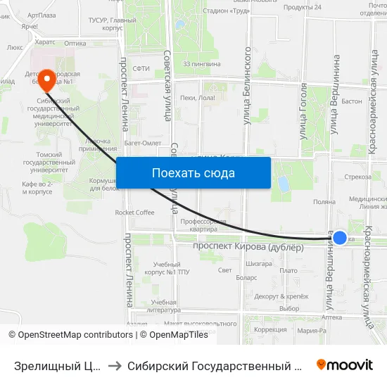 Зрелищный Центр Октябрь to Сибирский Государственный Медицинский Университет map
