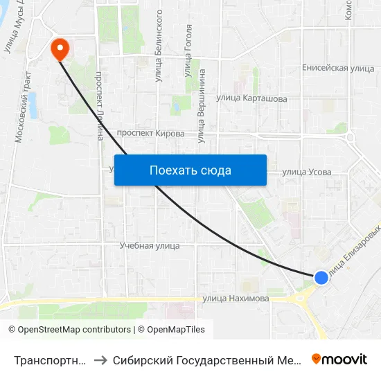 Транспортное Кольцо to Сибирский Государственный Медицинский Университет map