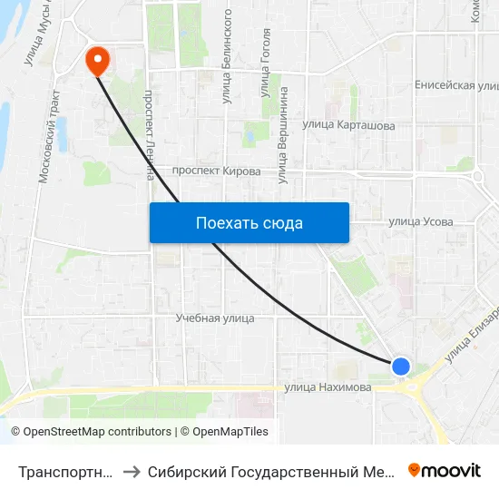 Транспортное Кольцо to Сибирский Государственный Медицинский Университет map