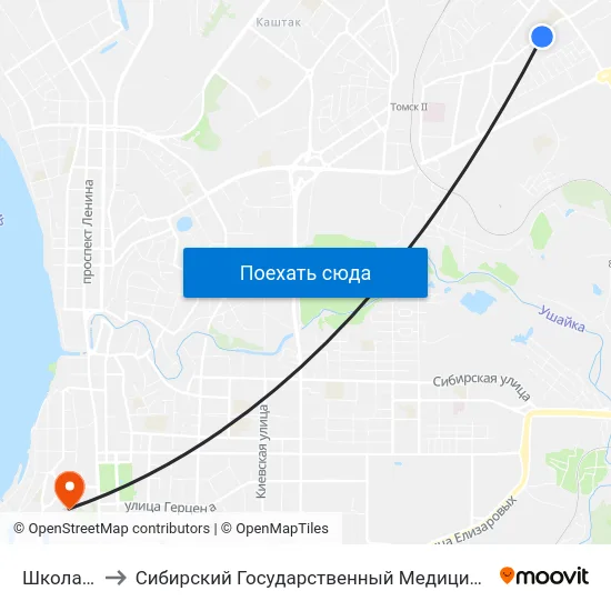 Школа №43 to Сибирский Государственный Медицинский Университет map
