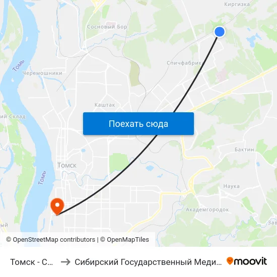 Томск - Северный to Сибирский Государственный Медицинский Университет map